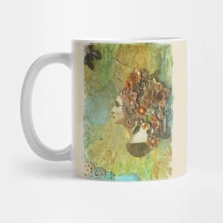 Steampunk woman painting square Mug